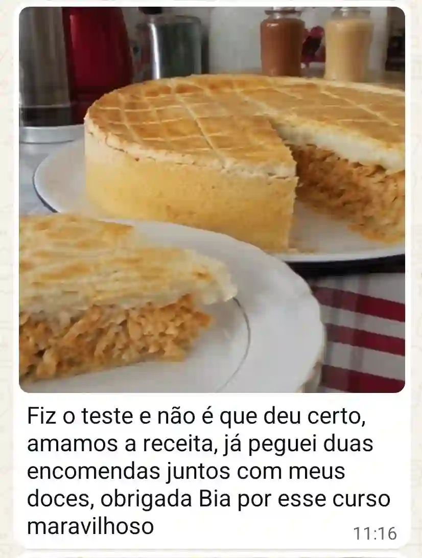 Print de depoimento de aluna sobre o curso Empadão Perfeito